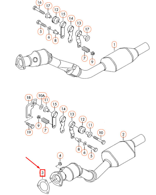 4F0253115A - NEW AUDI A4 B7 FRONT EXHAUST PIPE WITH CATALYST SEAL 4F0253115A ORIGINAL
