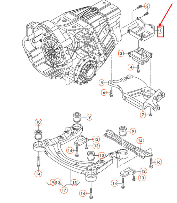4F0399115AH - Audi A6 C6 Transmission Mount 4F0399115AH NEW GENUINE