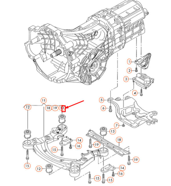 4F0399419E - NEW AUDI A6 C6 FRONT SUPPORT FRAME REAR BONDED RUBBER BUSH 4F0399419E ORIGINAL