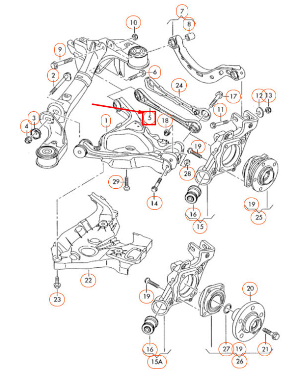 4F0501529E - New Audi A6 C6 rear track cane 4F0501529E