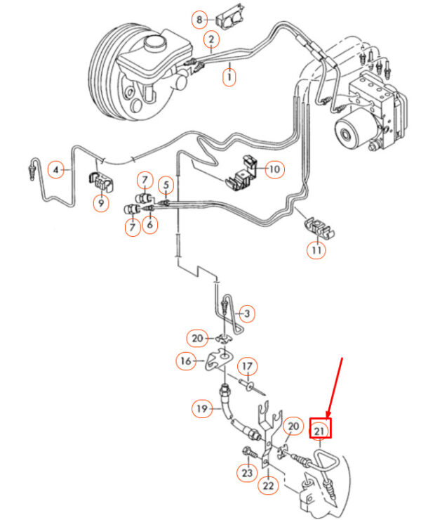 4F0611722C - NEW AUDI A6 C6 FRONT RIGHT BRAKE PIPE 4F0611722C ORIGINAL