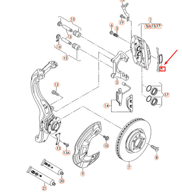 4F0615269A - New Audi A6 C6 Front Brake S6 SPRING 4F0615269A
