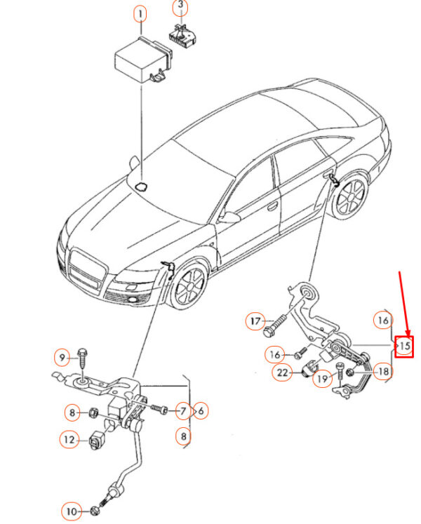 4F0616571J - New AUDI A6 C6 Rear Left Level Sensor With Poles 4F0616571J