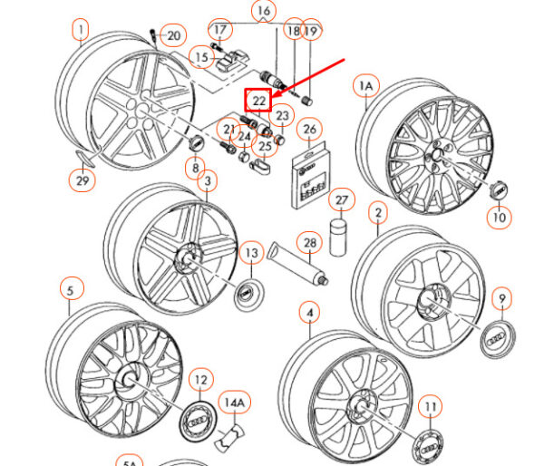 4F0698139B819 - NEW AUDI A4 B7 WHEEL BOLT 4F0698139B819 ORIGINAL