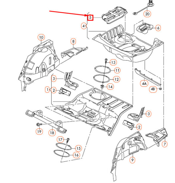 4F0804869D - NEW AUDI A6 C6 REAR FLOOR MOUNTING BATTERY CONSOLE 4F0804869D