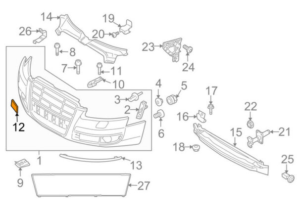 4F0807441BGRU - NEW AUDI A6 S6 C6 FRONT BUMPER TOW HOOK EYE COVER 4F0807441BGRU 2009OEM