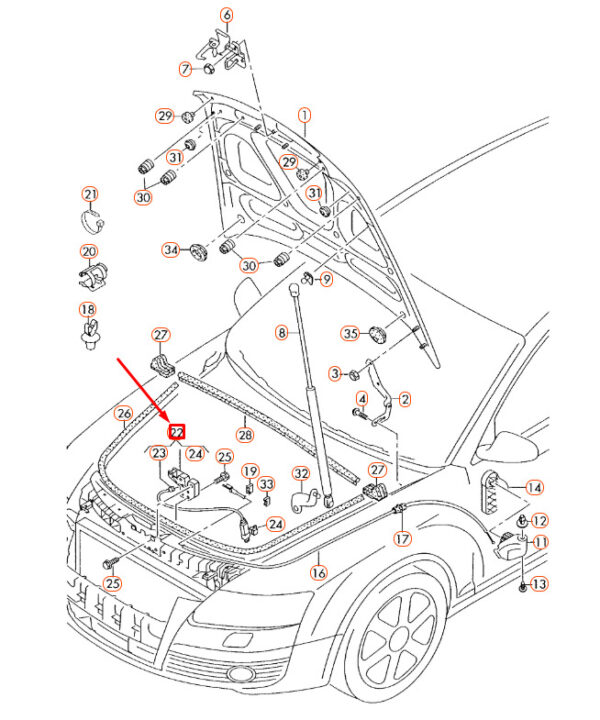 4F0823509B - NEW AUDI A6 C6 ENGINE HOOD LID LOCK WITH MICRO SWITCH 4F0823509B ORIGINAL