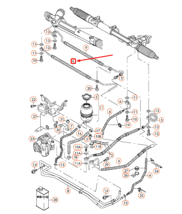 4F1422891M - NEW AUDI A6 C6 POWER STEERING RETURN HOSE LHD 4F1422891M ORIGINAL