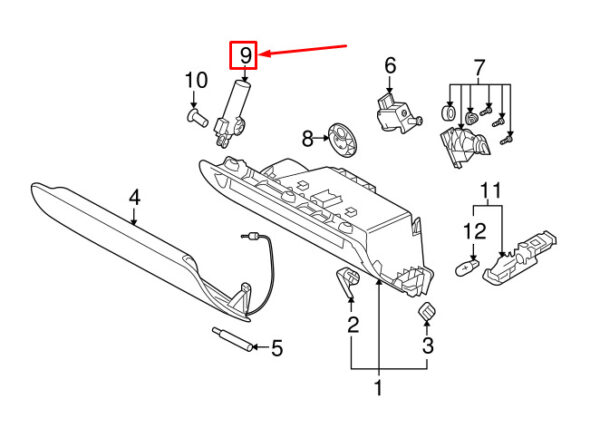 4F1880324A - NEW AUDI Q7 4L FRONT GLOVE BOX DAMPER LHD 4F1880324A ORIGINAL