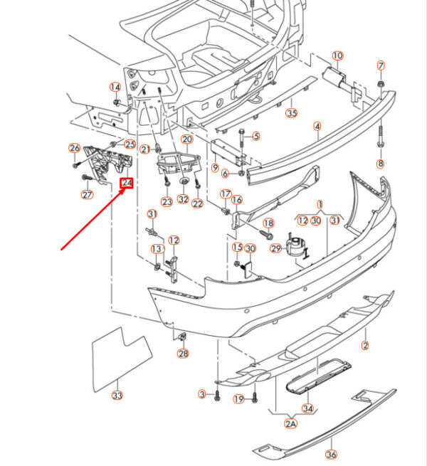 4F5807453 - NEW AUDI A6 C6 REAR LEFT BUMPER GUIDE SECTION 4F5807453 ORIGINAL