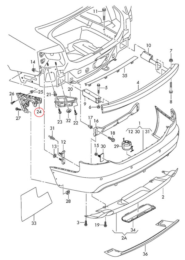 4F9807454B - NEW AUDI RS6 / RS6 PLUS EXTERNAL REAR RIGHT BUMPER HOLDER 4F9807453B