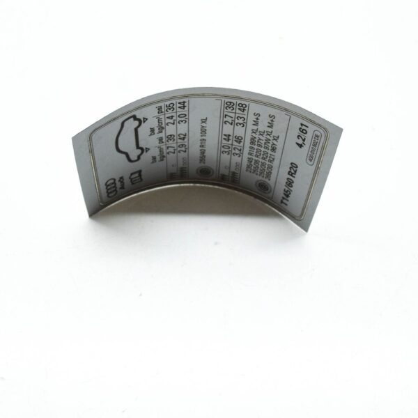 4G0010502DE - NEW AUDI A6 AVANT C7 TYRE INFLATION PRESSURE LABEL 4G0010502DE ORIGINAL