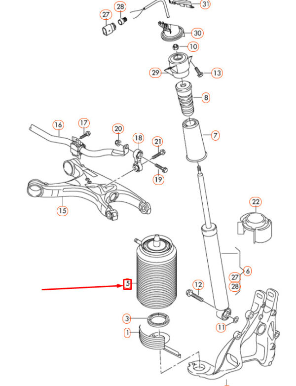 4G0616002AA - NEW AUDI A6C7 REAR RIGHT AIR SPRING 4G0616002AA ORIGINAL