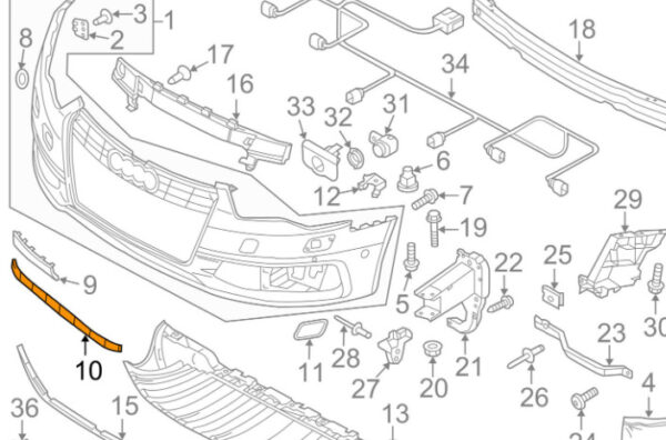 4G0807087 - NEW AUDI A6 C7 FRONT BUMPER LOWER CENTER COVER 4G0807087 ORIGINAL