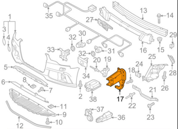 4G0807133B - Audi A6 C7 Front Bumper Crash Bar Left Mount 4G0807133B NEW REAL