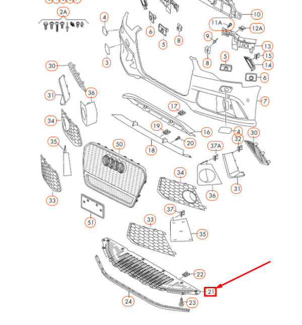 4G0807611C - NEW AUDI RS6 C7 FRONT BUMPER LOWER CENTRE CLOSING ELEMENT 4G0807611C ORIGINAL