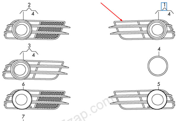 4G0807681BZDE - NEW AUDI A6 C7 LEFT FOG LIGHT GRILLE 4G0807681BZDE 4G0807681B ZDE 2012OEM