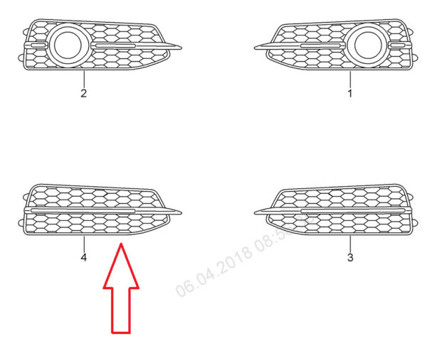 4G0807682D9B9 - NEW AUDI A6 C7 RIGHT FOG LIGHT SURROUND GRILLE 4G0807682D9B9 2011 S LINE GENUINE