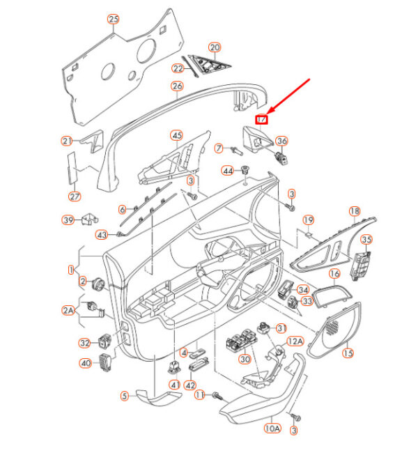 4G0857505A4PK - NEW AUDI A6 C7 FRONT LEFT DOOR CORNER INNER COVER LHD 4G0857505A4PK ORIGINAL