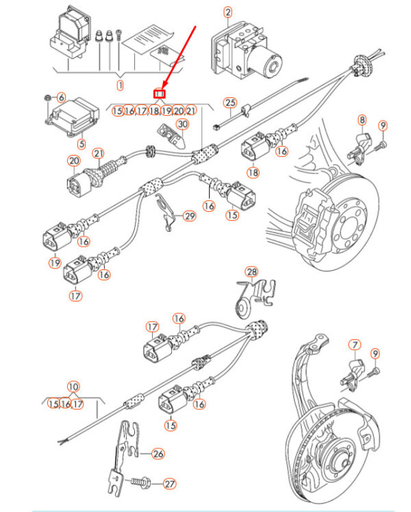 4G0972253C - AUDI A6 C7 Rear Left Speed Sensor Wiring Set 4G0972253C NEW GENUINE