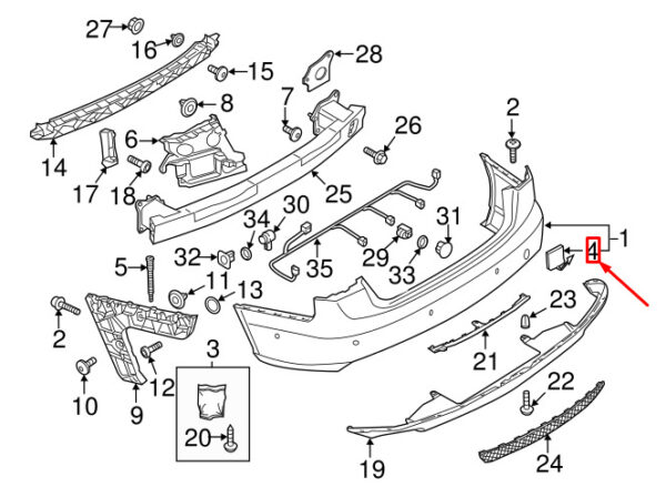 4G5807441AGRU - NEW AUDI A6 AVANT C7 REAR TOW HOOK COVER 4G5807441AGRU ORIGINAL