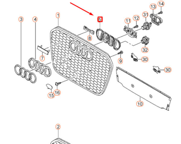 4G8853037K9B9 - NEW AUDI RS7 SPORTBACK 4G8 RADIATOR GRILLE COVER 4G8853037K9B9