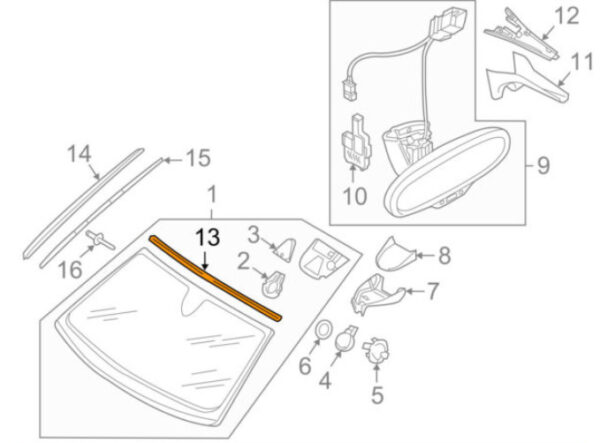 4G8853306B - NEW AUDI A7 4G WINDSHIELD MOULDING FRAME 4G8853306B OEM