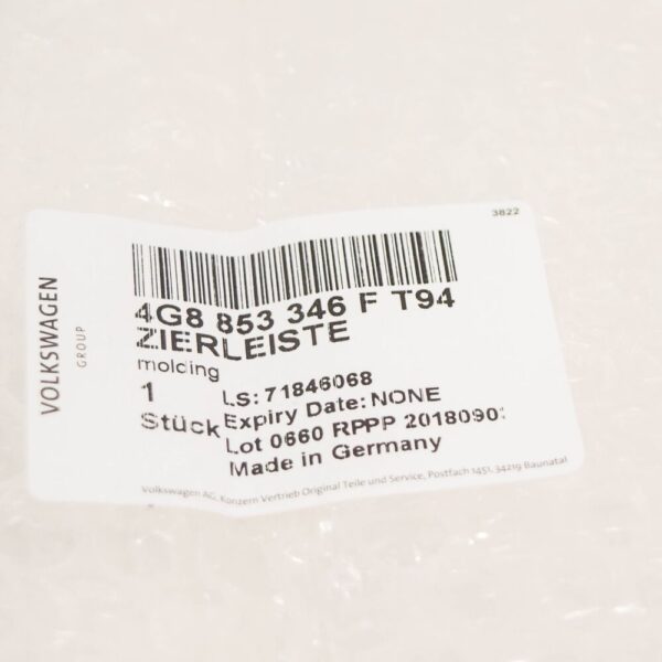 4G8853346FT94 - Audi A7 Sportback 4G8 Right Side Window Molding 4G8853346FT94 NEW