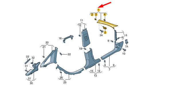 4G8867234BHF6 - NEW AUDI A7 SPORTBACK 4G8 UPPER RIGHT A PILLAR TRIM 4G8867234BHF6 ORIGINAL