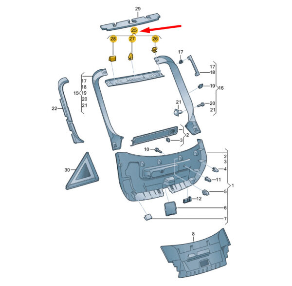 4G8867606A4PK - NEW AUDI A7 SPORTBACK 4G8 REAR LID CENTRE UPPER TRIM PANEL 4G8867606A4PK