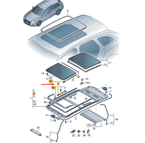 4G9898671A - Audi A6 C7 wind deflector spring plain bearing repair kit 4G9898671A NEW ORIGINAL