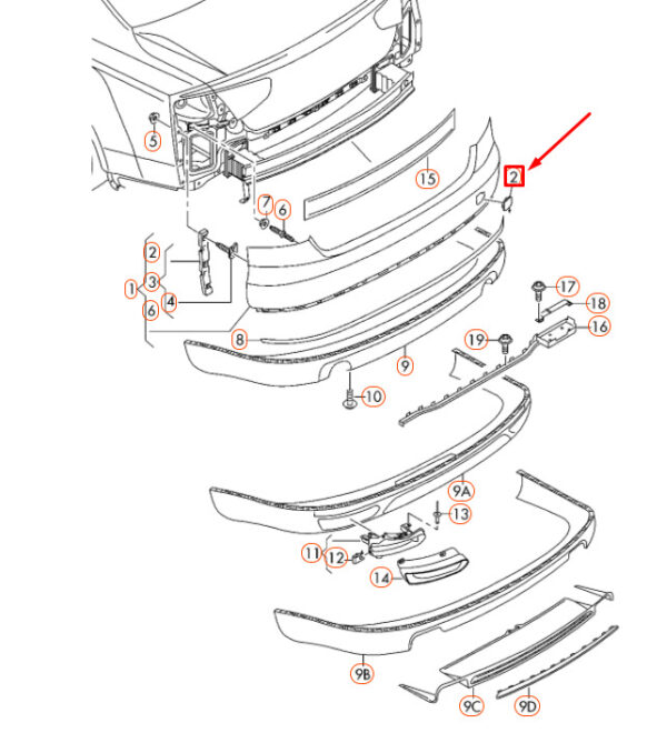 4H0807441GRU - New AUDI A8 D4 Rear Bumper Towing Eye Cover 4H0807441GRU