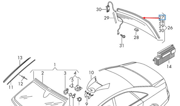 4H0853305 - NEW AUDI A8 D4 REAR WINDOW MOULDING FRAME 4H0853305 2014OEM