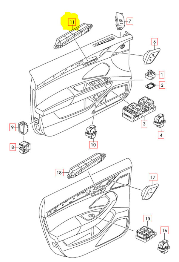 4H0959769D - NEW AUDI A8 FRONT ELECTRIC MEMORY SEAT ADJUSTMENT SWITCH LEFT 4H0959769D 11-17