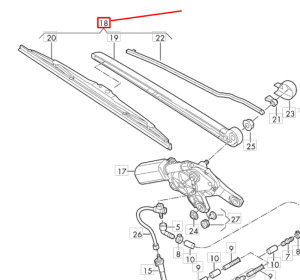 4K9955405A - Audi A6 Avant C8 rear window wiper arm with blade 4K9955405A NEW REAL