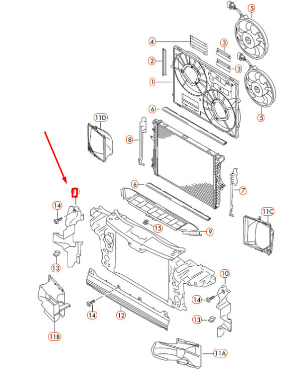 4L0121284H - NEW AUDI Q7 4L FRONT RADIATOR RIGHT AIR GUIDE 4L0121284H ORIGINAL