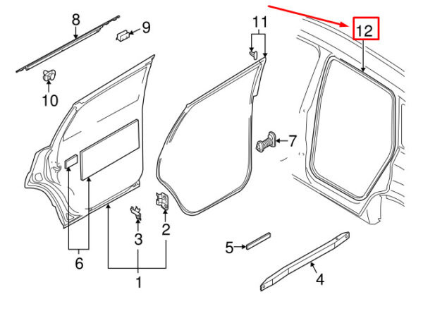 4L0833721A - AUDI Q7 4L REAR INTERIOR DOOR SEAL 4L0833721A NEW GENUINE