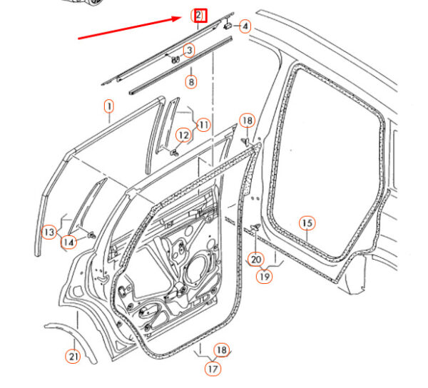 4L0839477 - NEW AUDI Q7 4L REAR LEFT DOOR OUTER WINDOW APERTURE SEAL 4L0839477 ORIGINAL