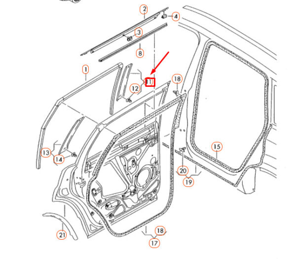 4L0839902Y9B - NEW AUDI Q7 4L REAR RIGHT DOOR B-PILLAR TRIM 4L0839902Y9B ORIGINAL