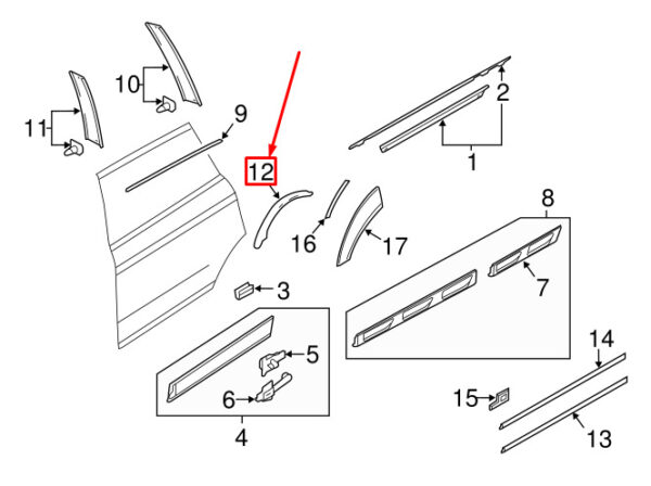 4L0839981A - NEW AUDI Q7 4L REAR LEFT DOOR EDGE GUARD 4L0839981A ORIGINAL