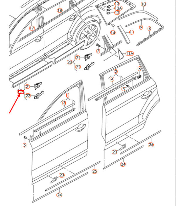 4L0853959FGRU - NEW AUDI Q7 4L FRONT LEFT DOOR LOWER MOLDING 4L0853959FGRU ORIGINAL