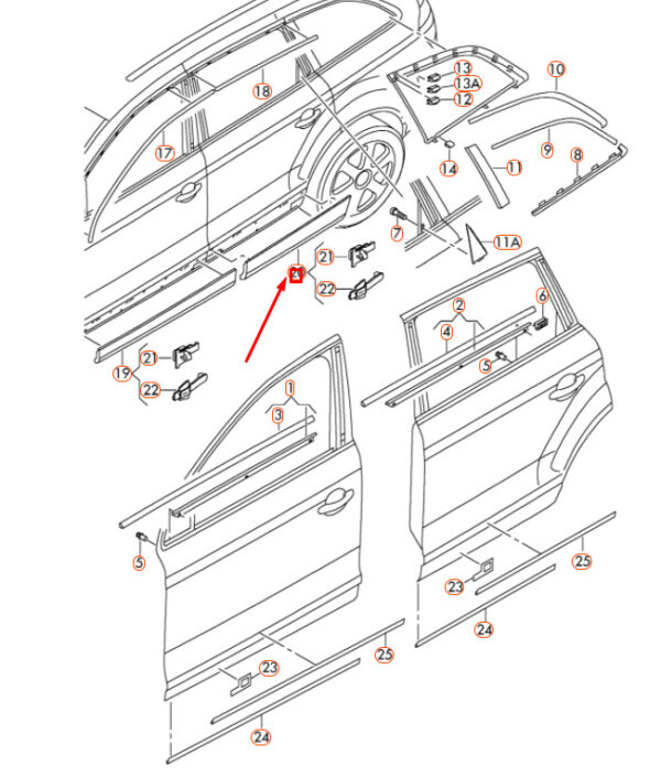 4L0853970DB41 - NEW AUDI Q7 4L REAR RIGHT DOOR LOWER MOLDING 4L0853970DB41