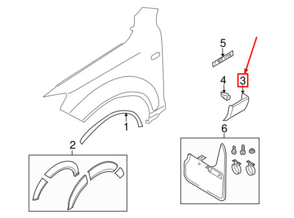 4L0854959BGRU - NEW AUDI Q7 4L FRONT LEFT LOWER FENDER MOLDING 4L0854959BGRU ORIGINAL