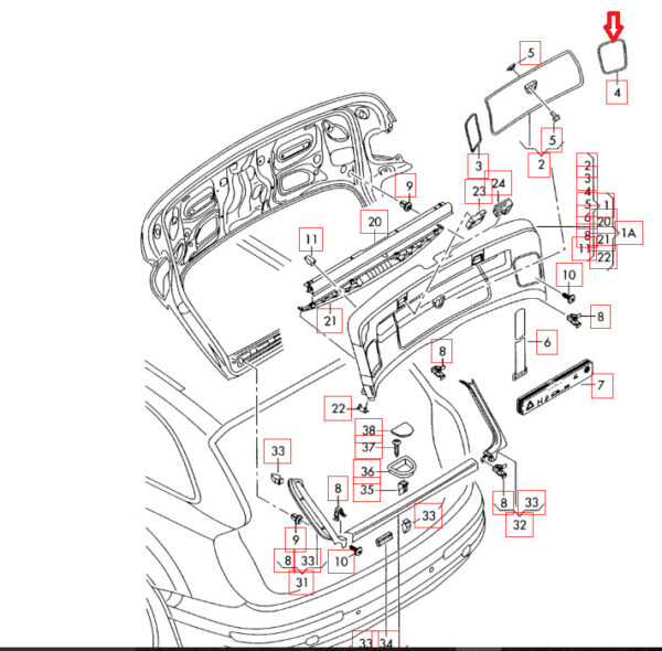 4L08676584PK - NEW AUDI Q7 4L REAR RIGHT TAILGATE LIGHT FOG COVER 4L08676584PK 2015OEM