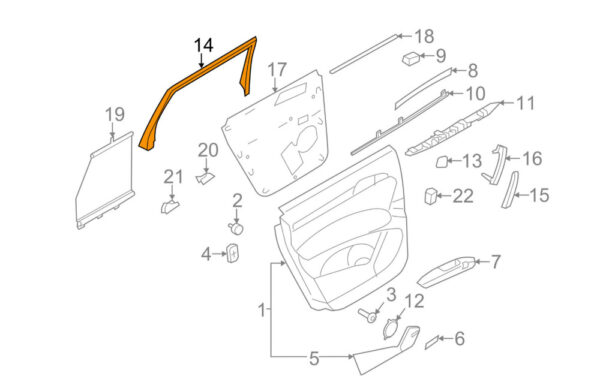 4L08676714PK - NEW AUDI Q7 4L REAR LEFT INTERIOR DOOR WINDOW FRAME TRIM 4L08676714PK OEM