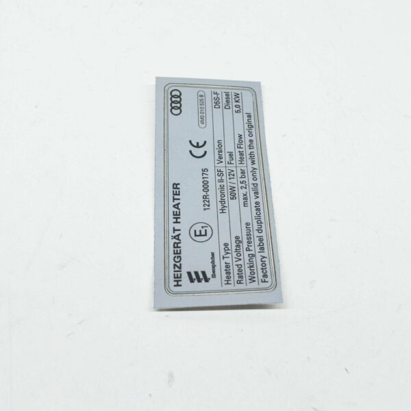 4M0010525B - NEW AUDI Q7 4M VEHICLE DATA TAG FOR AUXILIARY HEATER 4M0010525B ORIGINAL