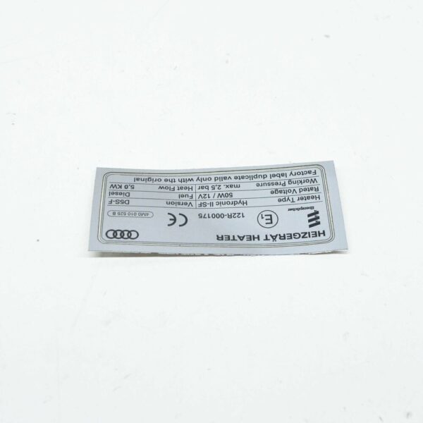 4M0010525B - NEW AUDI Q7 4M VEHICLE DATA TAG FOR AUXILIARY HEATER 4M0010525B ORIGINAL