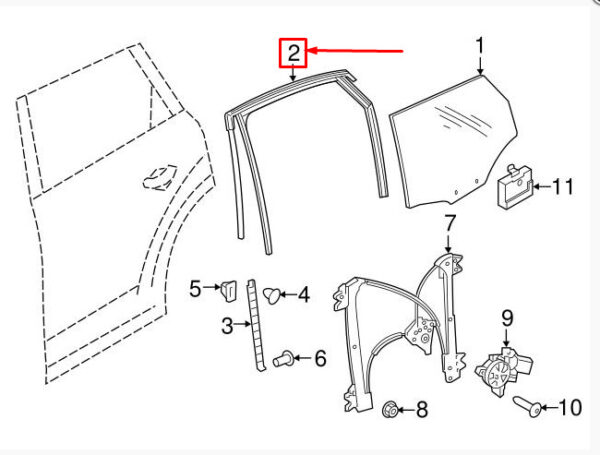 4M0839432B - Audi Q7 4M window guide rear right 4M0839432B NEW ORIGINAL