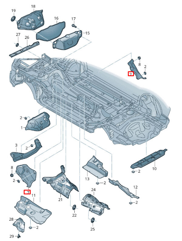 4M2825644C - Audi RSQ8 4MN heat protection for right side, RHD, 4M2825644C, NEW, original