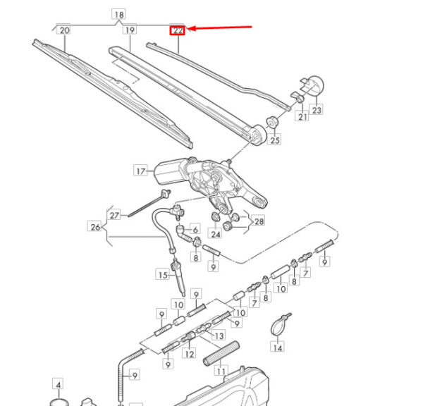 4M8955425D - New Audi Q8 rear window wiper blade 4m8955425d original